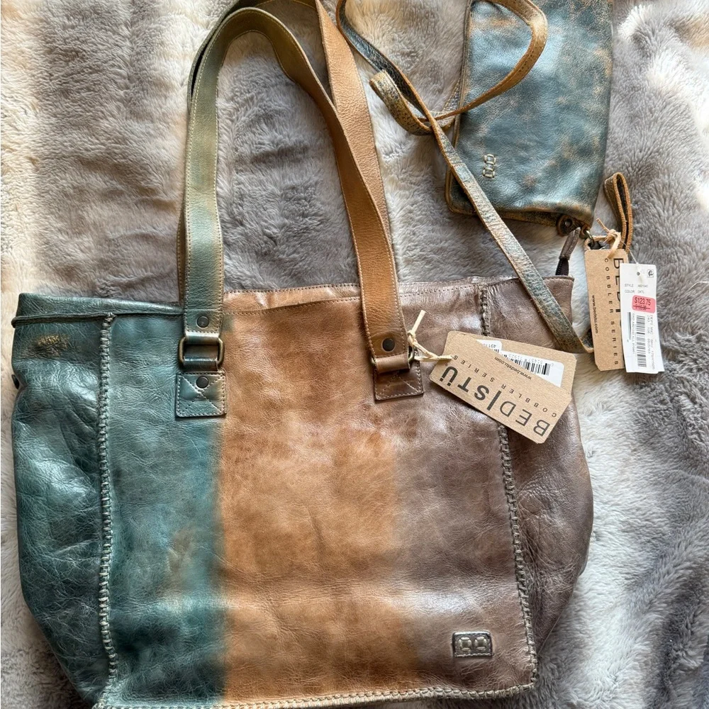 NWT BED|STU Celindra Oceana Leather Tote and Crossbody Wallet Tie Dyed - Picture 3 of 11